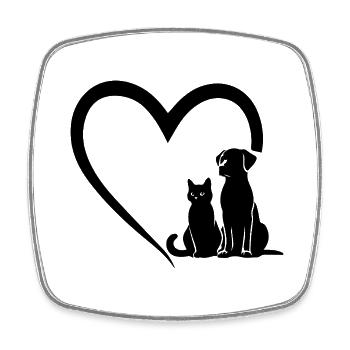 Dog Puppy and Baby Cat Heart, Animal Dog Cat Heart - Square fridge magnet - white - Front