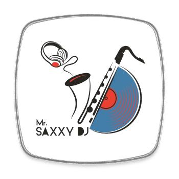 Mr. Saxxy DJ - Viereckiger Kühlschrankmagnet - Weiß - Vorne