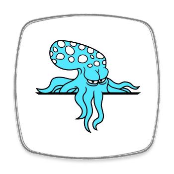 Octopus Behind Wall Fence Sign Bag Looks Evil - Square fridge magnet - white - Front