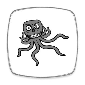 Oktopus Alien Monster Horror Außerirdischer Grinst - Viereckiger Kühlschrankmagnet - Weiß - Vorne