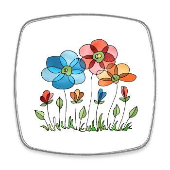 Blumen - Viereckiger Kühlschrankmagnet - Weiß - Vorne