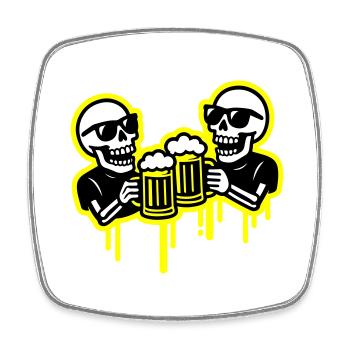 Skelett Party Bier Team - Viereckiger Kühlschrankmagnet - Weiß - Vorne