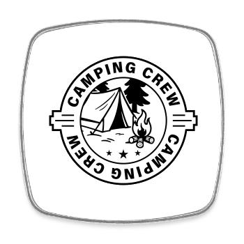 Camping Crew Zelten - Viereckiger Kühlschrankmagnet - Weiß - Vorne