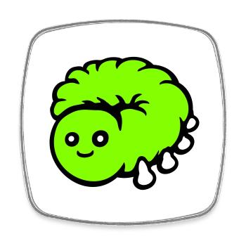 Chenille mignonne petite larve amicale ver heureux - Magnet carré - blanc - Devant
