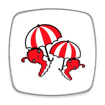 2 Flying Caterpillars Umbrella Team Friends Holiday - Square fridge magnet - white - Front