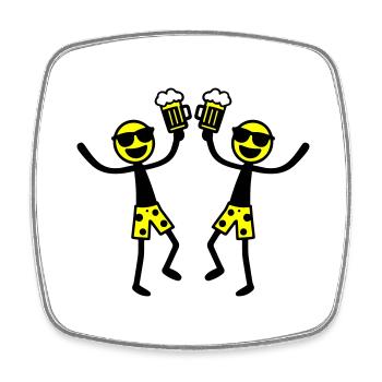 Strichmännchen Bier Party Urlaub - Viereckiger Kühlschrankmagnet - Weiß - Vorne