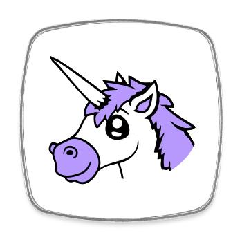 licorne sourit assez sympathique cheval de dessin animé - Magnet carré - blanc - Devant