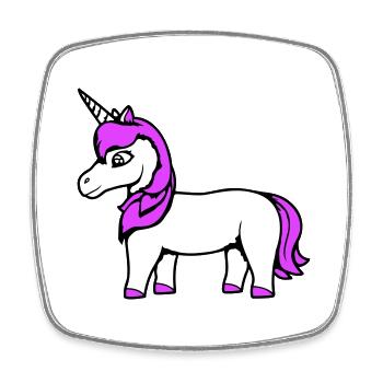 Licorne fille assez sympathique dessin animé cheval - Magnet carré - blanc - Devant
