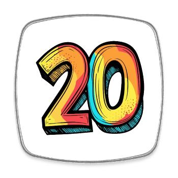 Bande dessinée à 20 chiffres - Magnet carré - blanc - Devant