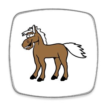 Pferd Lacht Komisch Lustige Grimasse Albern Comic - Viereckiger Kühlschrankmagnet - Weiß - Vorne