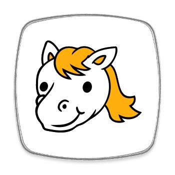 Pferd Süß Pony Fohlen Lange Haare Niedlich Comic - Viereckiger Kühlschrankmagnet - Weiß - Vorne