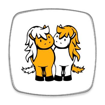 2 Chevaux Homme Femme Amoureux Amis Amour Équipe - Magnet carré - blanc - Devant