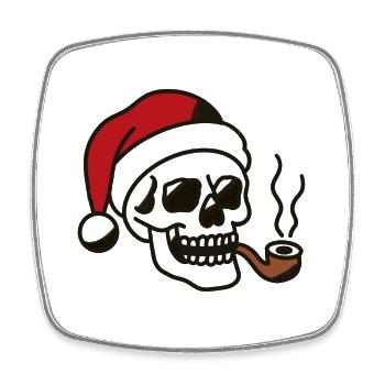 Smoking Skull with Santa Hat Illustration - Viereckiger Kühlschrankmagnet - Weiß - Vorne