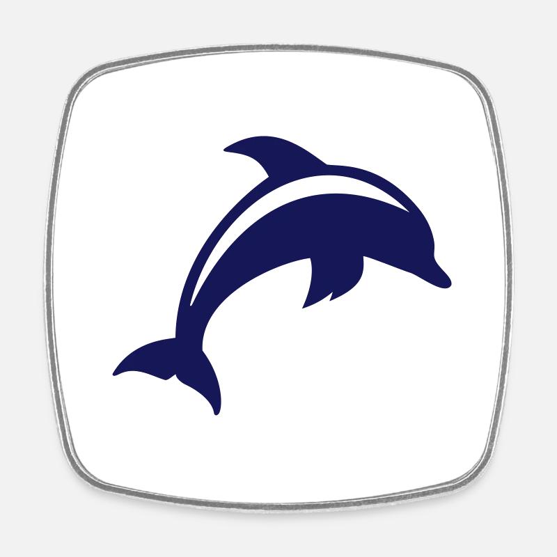dolphin - Square fridge magnet - white