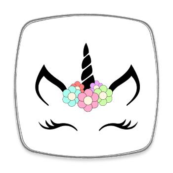 fleurs Unicorn - Magnet carré - blanc - Devant