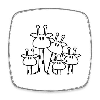 Famille girafe mignonne 3 enfants maman papa girafe - Magnet carré - blanc - Devant