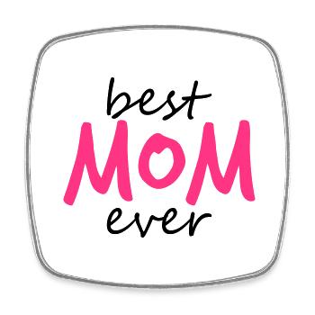 text best mom ever sticker autocollant button amour - Magnet carré - blanc - Devant