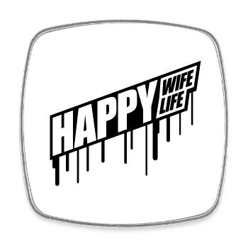 graffiti drop happy wife life wife gluecklic - Square fridge magnet - white - Front