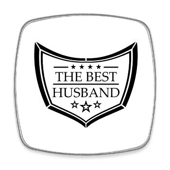 logo bouclier text the best world le meilleur monde eh - Magnet carré - blanc - Devant