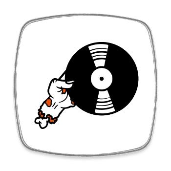 dj vinyl platte club music hang up disco party fe - Square fridge magnet - white - Front