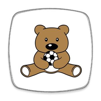 play soccer sports club ball baer sweet low - Square fridge magnet - white - Front