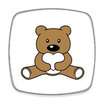 Süßer Kawaii Teddy Bär hält rotes Herz zeigt Liebe - Viereckiger Kühlschrankmagnet - Weiß - Vorne