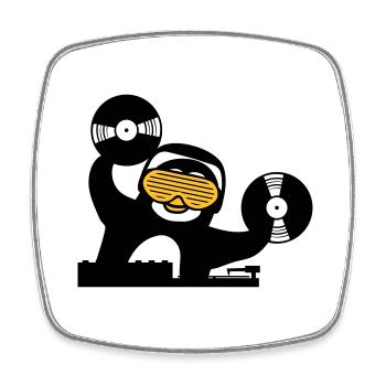 dj music plate hang up mixer club disco ping - Square fridge magnet - white - Front