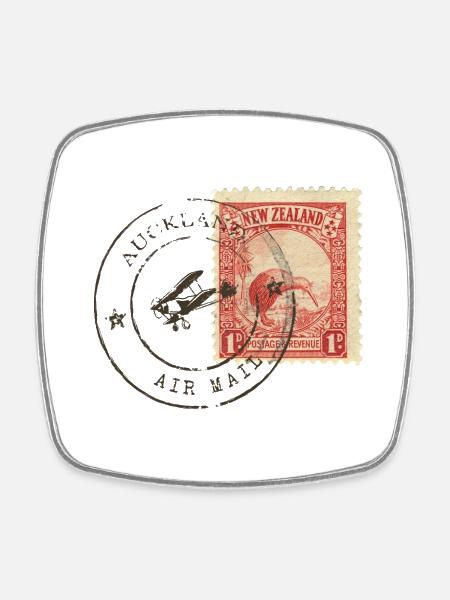 Kiwi Briefmarke - Viereckiger Kühlschrankmagnet - Weiß