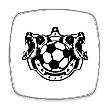 Fußball Bär Logo offenes Maul Zeichnung - Viereckiger Kühlschrankmagnet - Weiß - Vorne