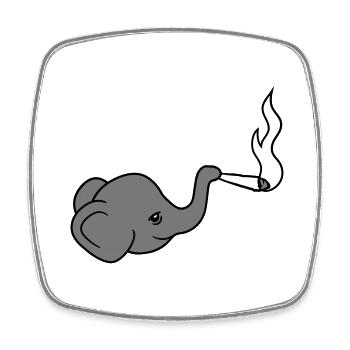 elefant kopf bekiffter kiffen joint stoned weed ca - Viereckiger Kühlschrankmagnet - Weiß - Vorne