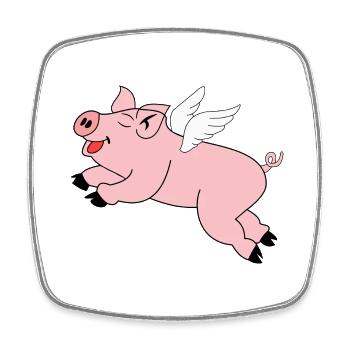 Porc cadeau volant - Magnet carré - blanc - Devant