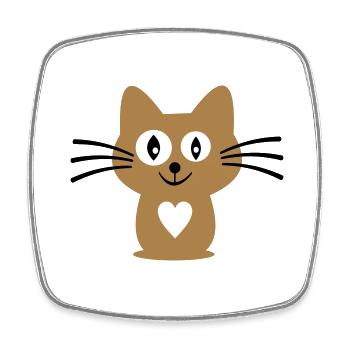 chat - Magnet carré - blanc - Devant