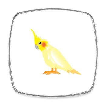 Realistic yellow cockatiel with red cheeks - Square fridge magnet - white - Front