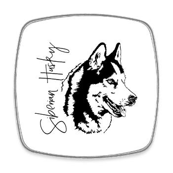 SIBERIAN HUSKY chien portrait chiens chien Wilsigns - Magnet carré - blanc - Devant