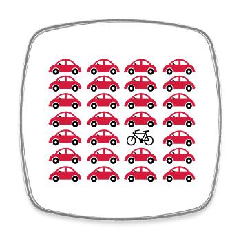 Vélo au lieu de voiture - Magnet carré - blanc - Devant