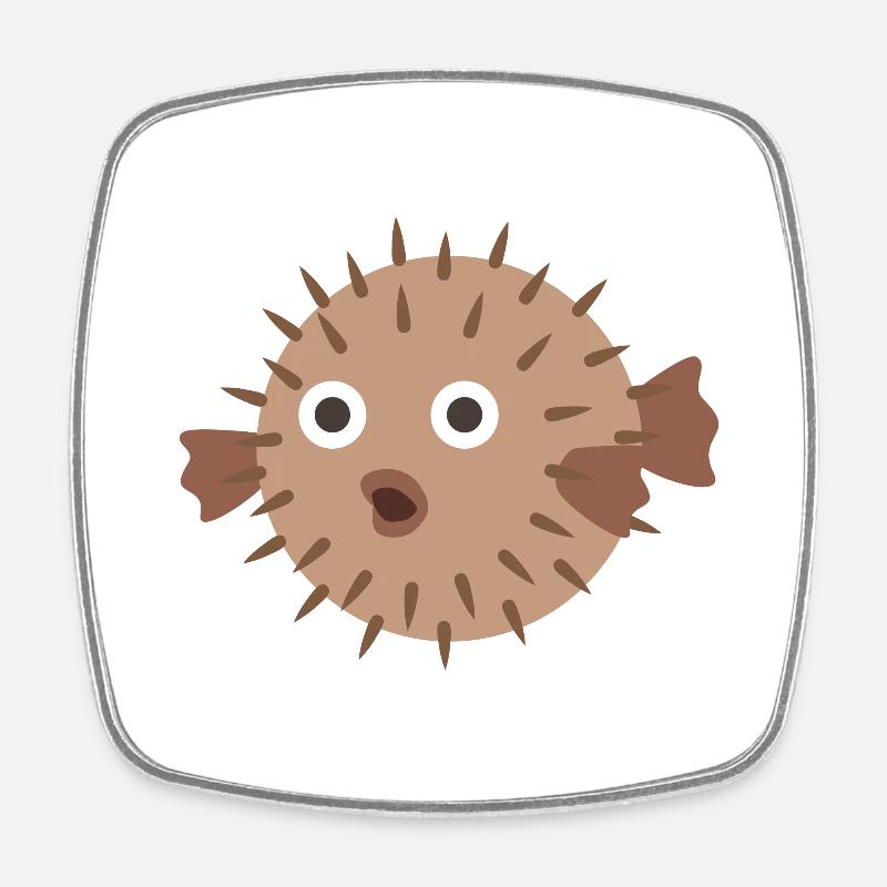Puffer fish - Square fridge magnet - white
