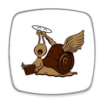 Escargot drôle d'ange - Magnet carré - blanc - Devant
