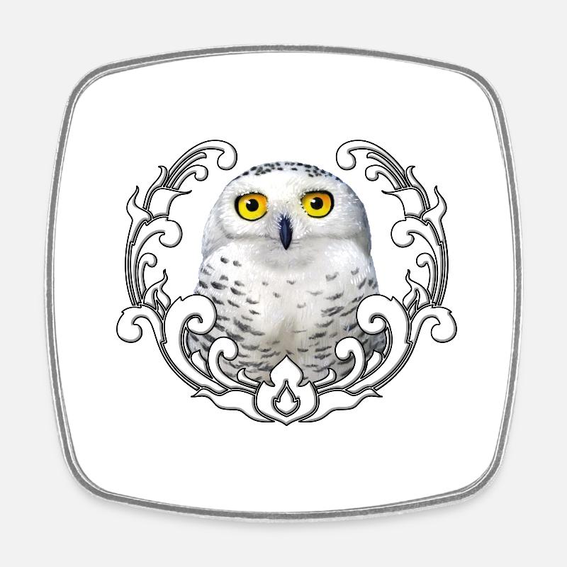 Schneeeule - Viereckiger Kühlschrankmagnet - Weiß