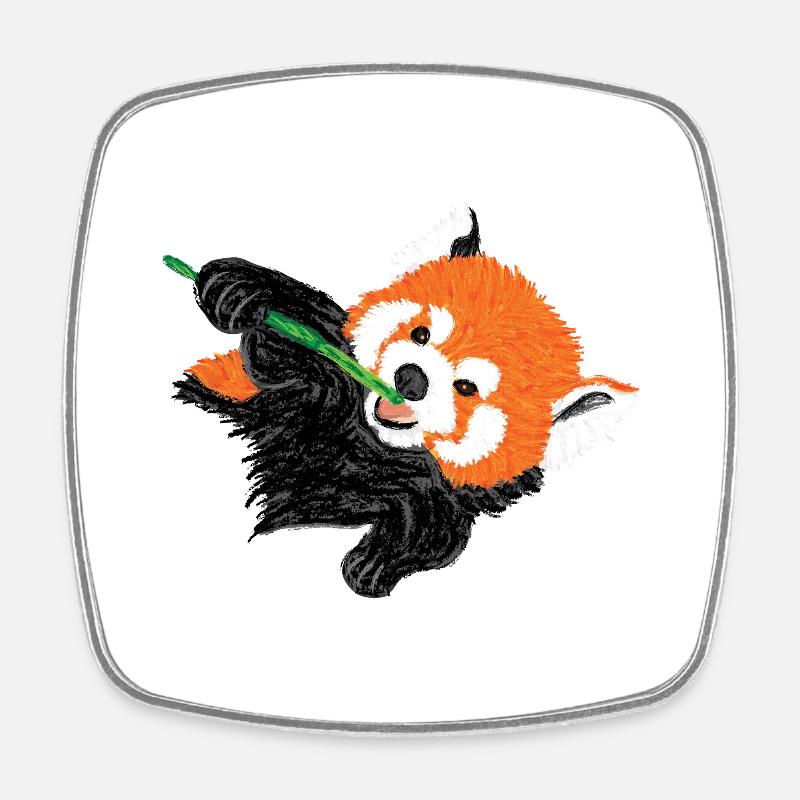 Roter Panda / Red Panda Design V - Square fridge magnet - white