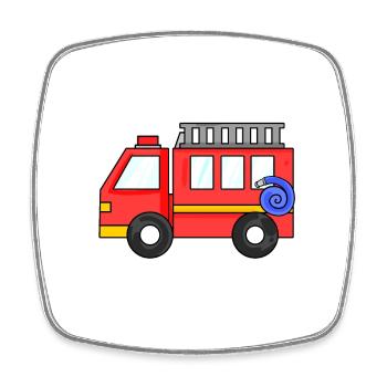 Fire truck - Square fridge magnet - white - Front