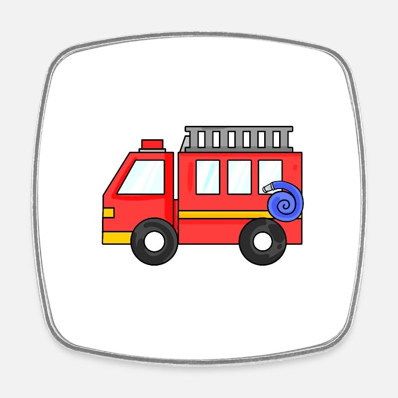 Feuerwehrauto - Viereckiger Kühlschrankmagnet - Weiß