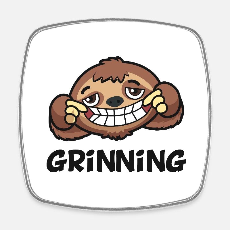 Grinning Funny Graphic - Square fridge magnet - white