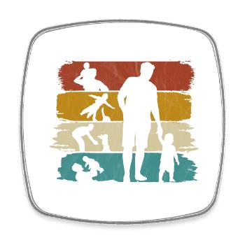 Dad father son father's day gift retro vintage - Square fridge magnet - white - Front