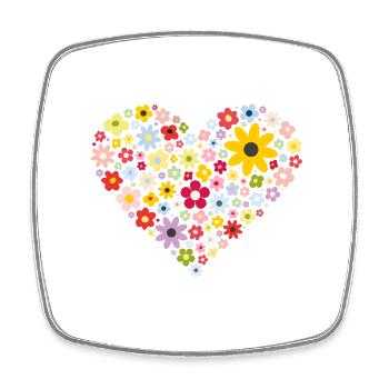 Blumenherz - Viereckiger Kühlschrankmagnet - Weiß - Vorne