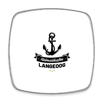 Heimathafen Langeoog - Viereckiger Kühlschrankmagnet - Weiß - Vorne
