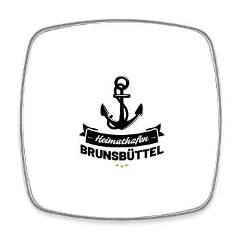 Heimathafen Brunsbüttel - Viereckiger Kühlschrankmagnet - Weiß - Vorne