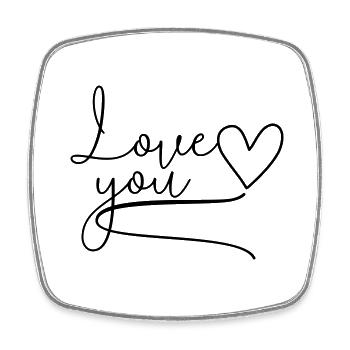 I love you Love You lettering - Square fridge magnet - white - Front