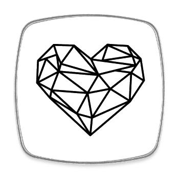 Heart Geometric Lines - Square fridge magnet - white - Front