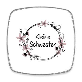 Kleine Schwester - Viereckiger Kühlschrankmagnet - Weiß - Vorne