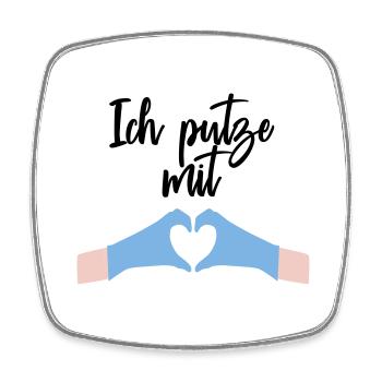 Ich putze mit Herz Liebe - Viereckiger Kühlschrankmagnet - Weiß - Vorne